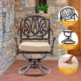thumbnail image 4 of Outdoor Cast Aluminum Swivel Dining Chairs Set of 2, 360° Swivel Patio Chairs with Removable Cushions, Weather-Resistant High Back Armchairs for Garden, Bistro, Backyard,Poolside, 4 of 5