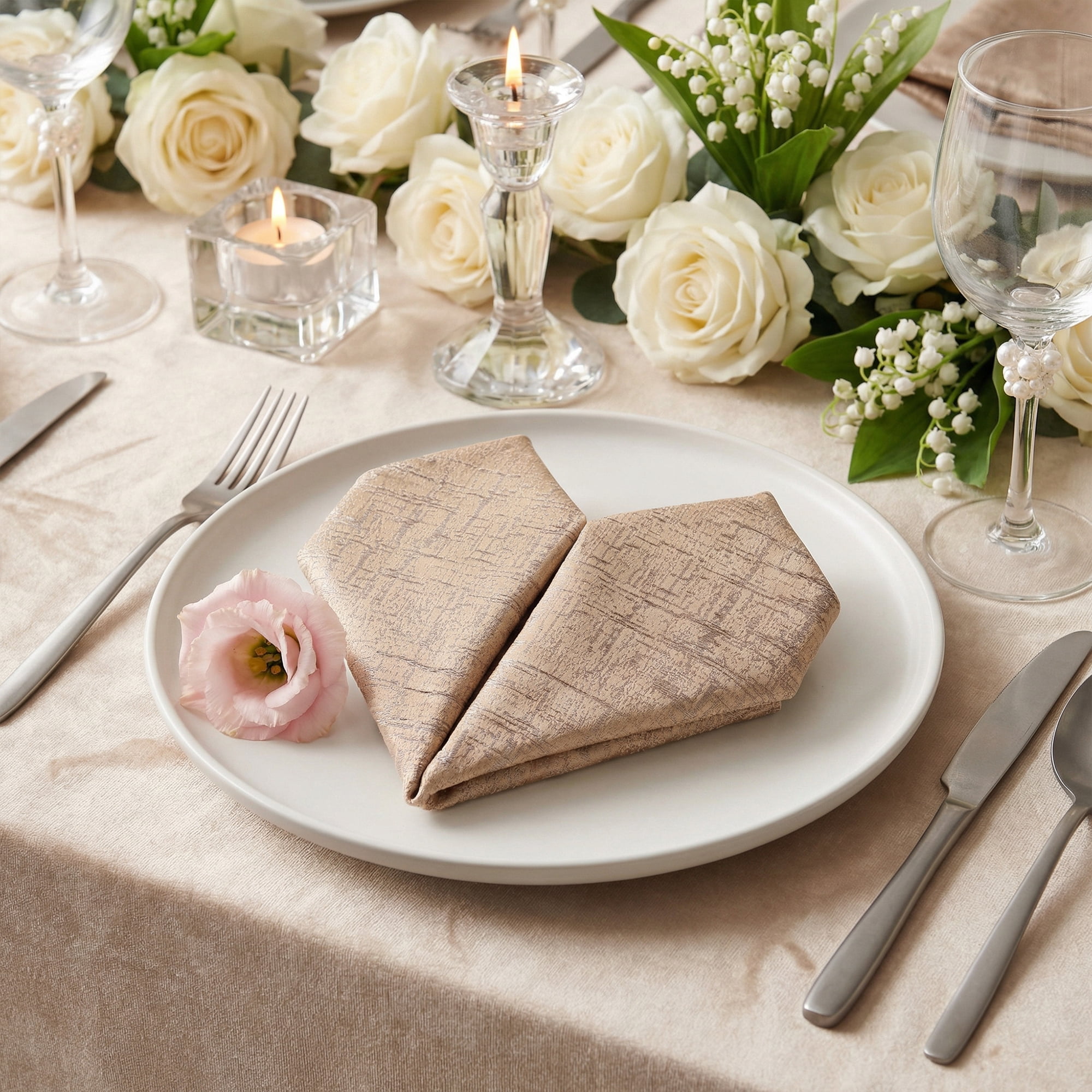 Unique Bargains 6Pcs Satin Washable Reusable Cloth Napkins Brown 20x20inch
