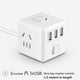 thumbnail image 5 of Regleta con USB, regleta de tomacorrientes Regleta de alimentación USB, regletas 3 puertos USB 3 tomacorrientes, cable de extensión de alimentación de 4,92 pies, 5 of 5