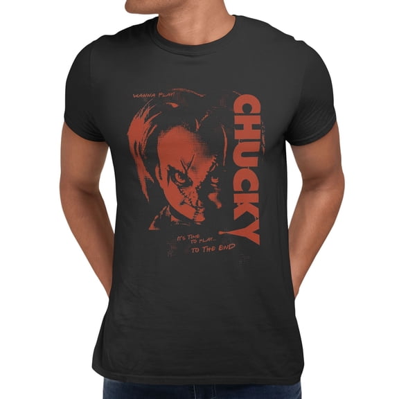 Chucky Child's Play Red Face Men's Graphic T-Shirt (Black, S-2XL)