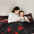 thumbnail image 4 of jejeloiu Boys Extreme Sport Bedding Comforter Set 7pcs,Geometrical Aesthetic Art Queen Bedding Sets,Red Black Queen Sheet Sets For Children,Super Cozy Room Decor Reversible, 4 of 8
