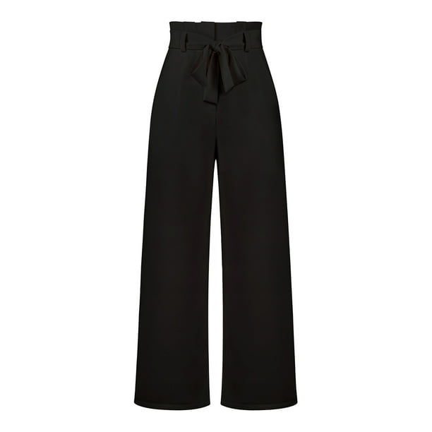 Pantalones de tela para mujer, pantalones palazzo de cintura alta, pantalones casuales anchos, pantalones de traje, pantalones elegantes tipo paperbag