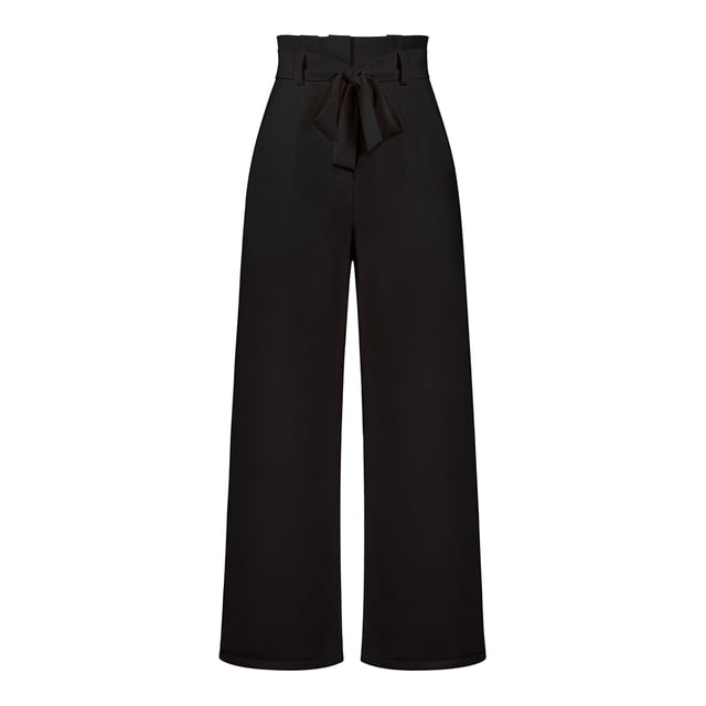 Pantalones de tela para mujer, pantalones palazzo de cintura alta, pantalones casuales anchos, pantalones de traje, pantalones elegantes tipo paperbag