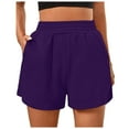 thumbnail image 3 of Shorts for Women 2026 Summer Elastic Waist Wide Straight Leg Relaxed Fit Athletic Casual Shorts with Pockets, 3 of 6