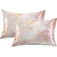 thumbnail image 2 of Coolnut Pink Gold Marble Satin Pillowcase for Hair and Skin Silk Pillowcase Soft Sleeping Pillow Covers Smooth Cooling Pillowcase with Envelope Closure Size Standard 20x26 in Home Decor Gifts, 2 of 7