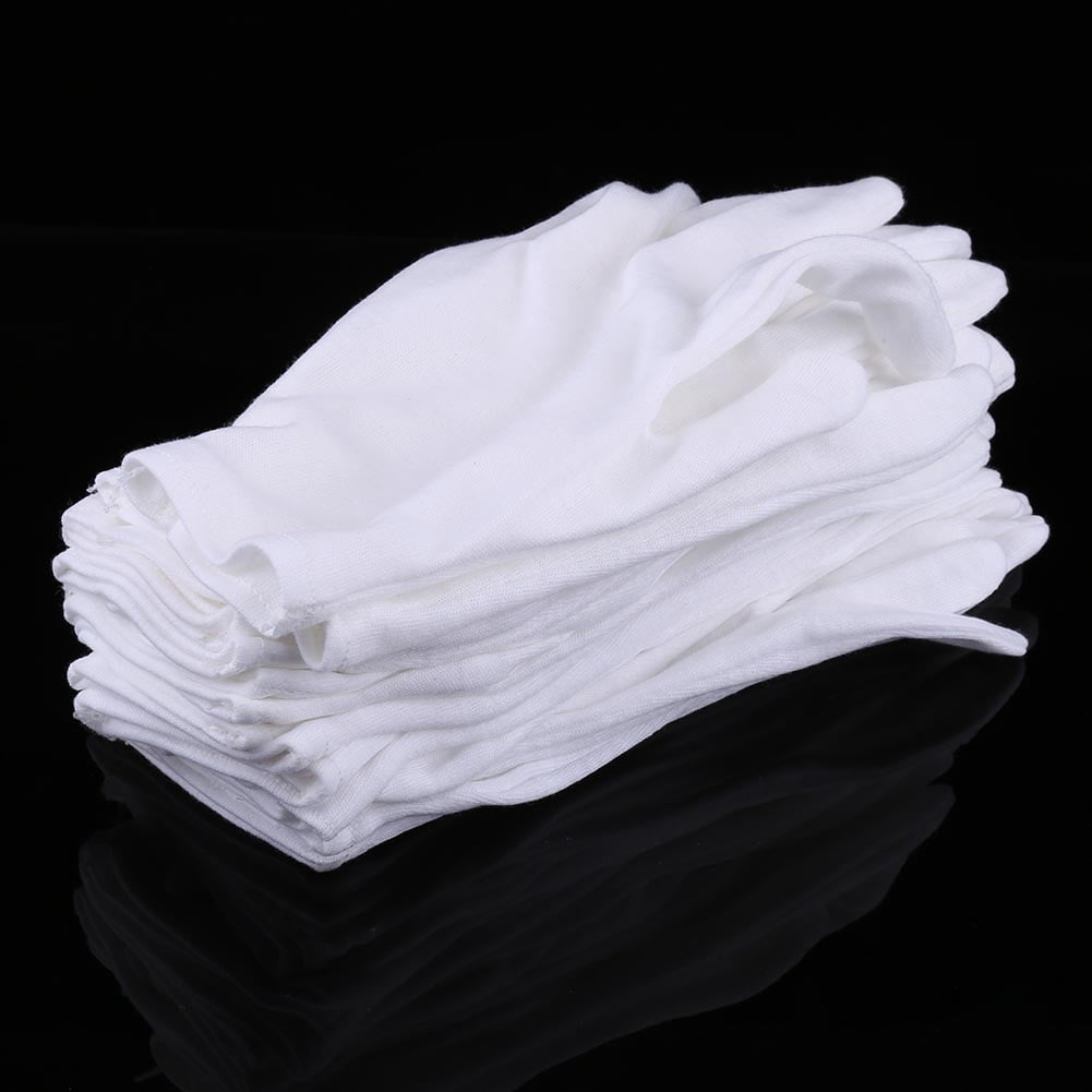 White Work Gloves, Asixx 12 Pairs Work Gloves White Practical White Cotton Work  Glove For Coin Jewelry Silver Inspection Protection12 Pairs
