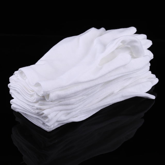 12 Pairs White Cotton Work Gloves for Fingerprint & Scratch , Polishing Silver & Brass, Delicate Item Handling, Instruments, Product Assembly