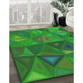 thumbnail image 3 of Ahgly Company Machine Washable Indoor Square Transitional Neon Green Area Rugs, 5' Square, 3 of 7
