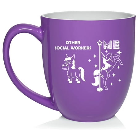 

Social Worker Superstar Unicorn Funny Ceramic Coffee Mug Tea Cup Gift for Her Him Friend Coworker Wife Husband (16oz Purple)