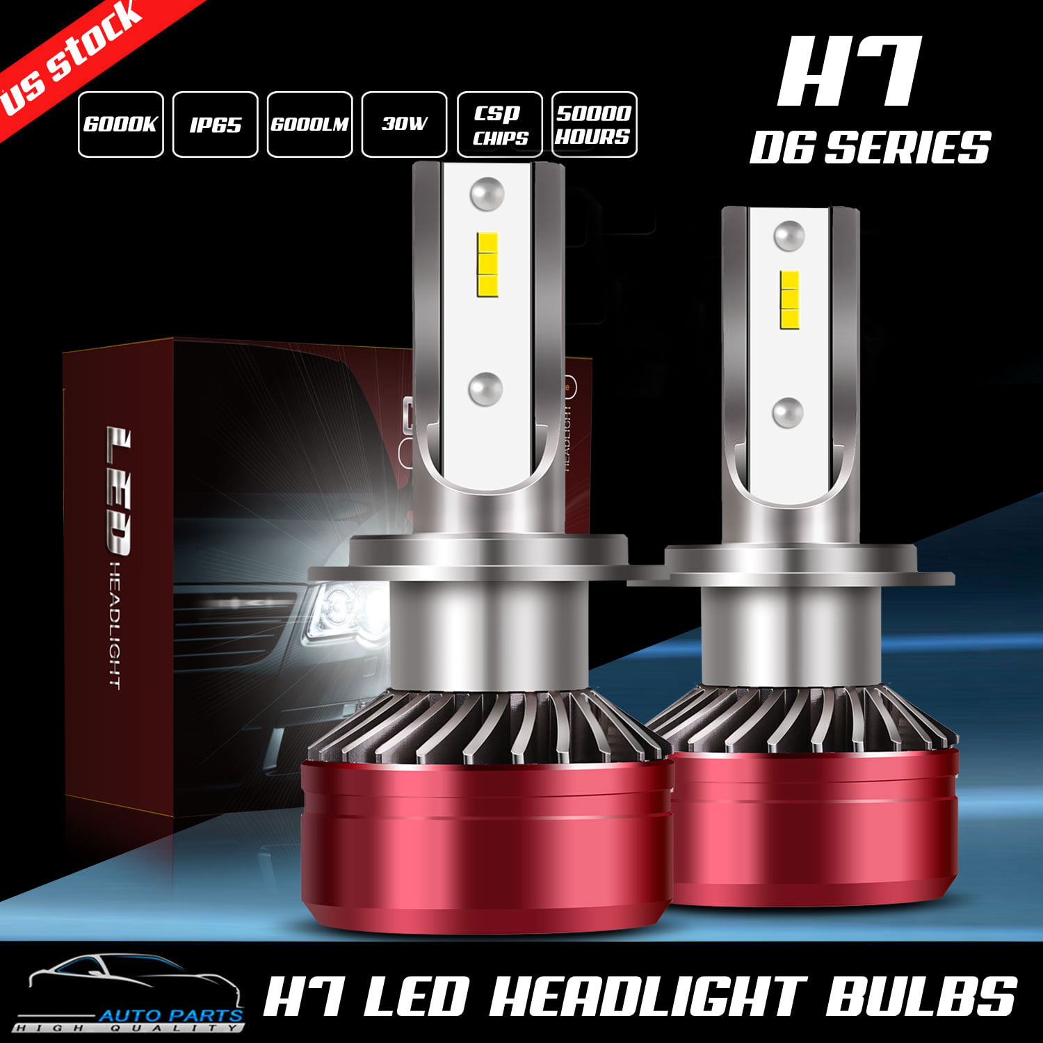 2x H7 LED Conversion Headlight Bulb Hi-Low Beam Combo For Yamaha YZF-R6 YZF-R1 