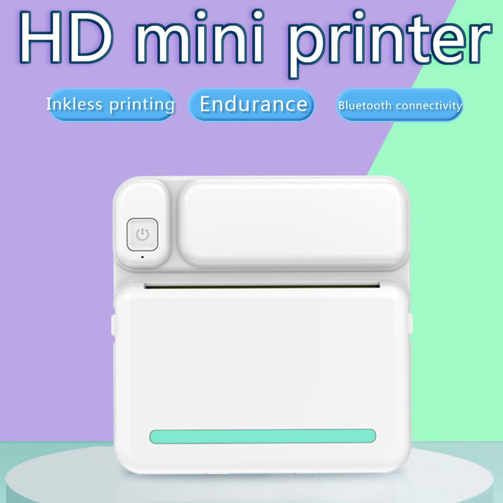 Djiypn Mini Photo Printer - Portable Pocket Sticker Printers for Phone Thermal Printer with 6 White Rolls Thermal Paper for Photo, Memo, Journal - Pink