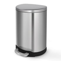 Innovaze 3.2 Gallon Stainless Steel Step Semi-round Bathroom and Office Trash Can