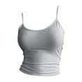thumbnail image 4 of Endives Women's Ribbed Crop Top Tank Top With Built in Bra Spaghetti Strap Backless Tank Top Base Layer Casual Wear Grey, 4 of 5