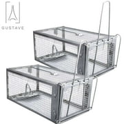 Gustave 2Pcs Rat Trap Cage Humane Mouse Traps Animal Pest Mouse Control Bait Catch -11*5.5*4.3 inch