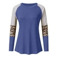 thumbnail image 3 of QLEICOM Women's Long Sleeve Tops Leopard Color Block T Shirt Casual Tunic Crew Neck Striped Shirts Plus Size Tops Loose Sweatshirt Navy 3XL, US Size:14, 3 of 3
