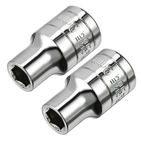 

2Pcs 1/2-inch Drive 9mm Cr-V 6-Point Shallow Socket