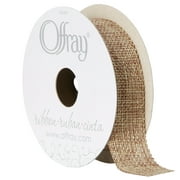 Offray Ribbon, Natural 7/8 inch Woven Burlap Woven Ribbon for Crafts, Gifting, and Wedding, 9 feet, 1 Each