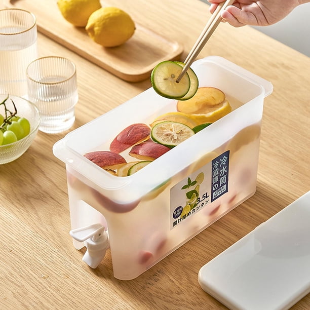 Distributeur d'eau fin de 3,5 L avec robinet - Récipient de voyage en plastique rechargeable - Idéal pour le bureau, le camping, les jus de fruits, les cocktails