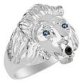 thumbnail image 4 of RYLOS 14K White Gold Lion Head Ring;  Black Diamond Mouth & Gemstone in Eyes Fun Designer Rings - Alexandrite Mens Jewelry Size 12, 4 of 9