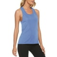 thumbnail image 2 of Sport Pants Women Clothing,Solid Tops Sleeveless O-Neck Yoga Vest Shirt Cross Back Workout Tees Blue 4, 2 of 7