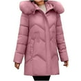 thumbnail image 3 of Juebong Women's Long Winter Puffer Coat Warm Thicken Fleece Lined Down Jacket Heavyweight Quilted Jackets Hooded Parka Outerwear Pink,XXXXXL, 3 of 7