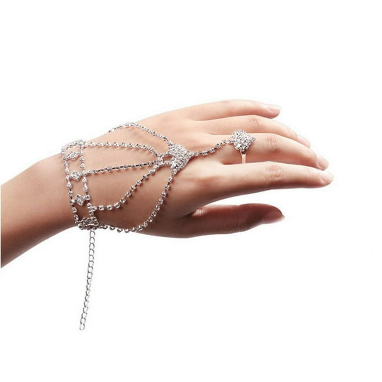 Jewelry Bracelets Hand Girl Ring Rhinestone Fashion Bangle Chain Women Link  Finger Bracelet Bracelets Accessories for Women