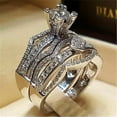 thumbnail image 3 of Romantic 2 Pcs/set 925 Silver Ring Cubic Zircon Women Engagement Jewelry Sz 6-10, 3 of 5