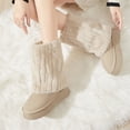 thumbnail image 2 of Botas de nieve para mujer, de suela gruesa, con punta redonda, con pelo, cortas, informales, a juego, para otoño e invierno, 2 of 6
