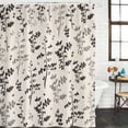 thumbnail image 2 of Black Grey Botanical Shower Curtain, Waterproof Shower Curtains for Bathroom, Rustic Country Spring Floral Summer Leaf Washable Fabric Bathtub Curtain Set Bath Decor with 12 Hooks 72"x78", 2 of 8