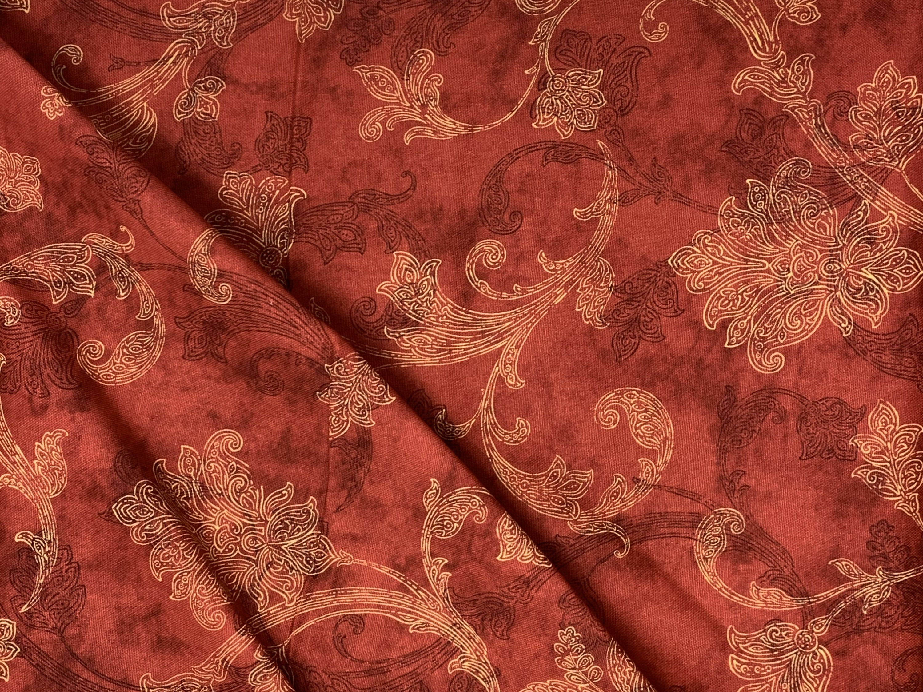 Waverly Inspirations 54" 100% Cotton Scroll Jacobean Sewing & Crafting Fabrics, 9 yd By the Bolt, Red