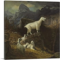 ARTCANVAS Rocky Mountain Goats Canvas Art Print by Albert Bierstadt - Size: 18" x 18" (0.75" Deep)