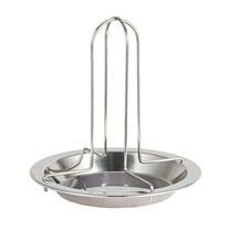 Portable Detachable Chicken Roaster,Roaster Rack with Drip Bowl,Rack Carbon Steel Non-stick Vertical Chicken Holder, Barbecue Chicken Roasting Stand,for Outdoor Camping Thickened Grill(Silver)