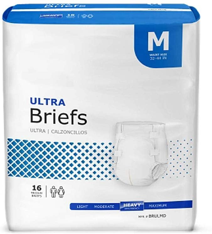 Adult Incontinent Briefs. Case of 96 Disposable Adult Briefs. Medium