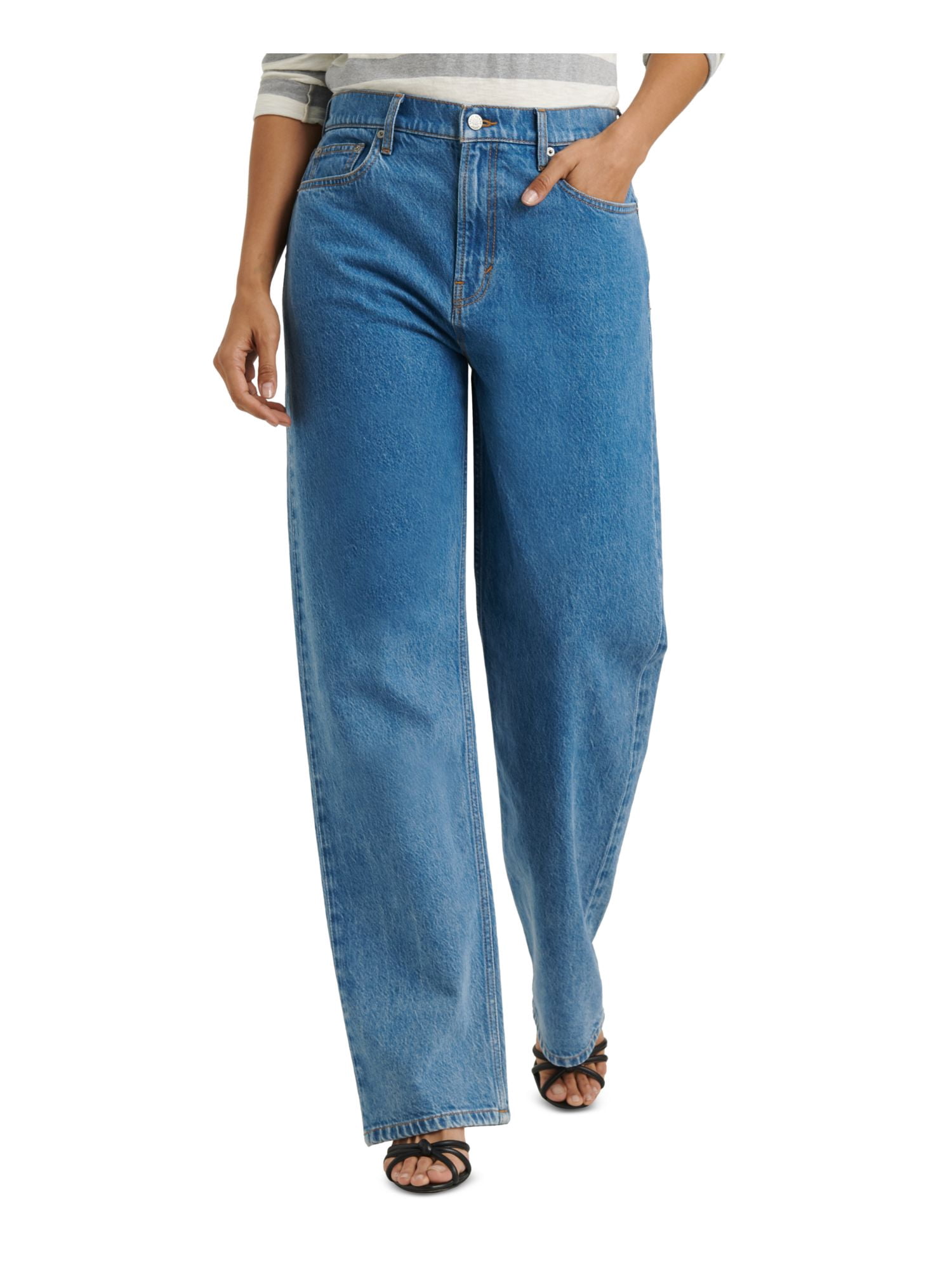 Navy Wide Leg Casual Jeans 
