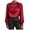 Red_1, variant on Towmus Women's Long Sleeve Business Casual Tops Dressy Silk Satin Blouse Pleated Neck Shirts Office Work