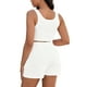 thumbnail image 3 of Conjunto de 2 piezas para mujer ATHLECHIC, camisetas de tirantes de punto acanalado y pantalones cortos con bolsillo en blanco, 3 of 5