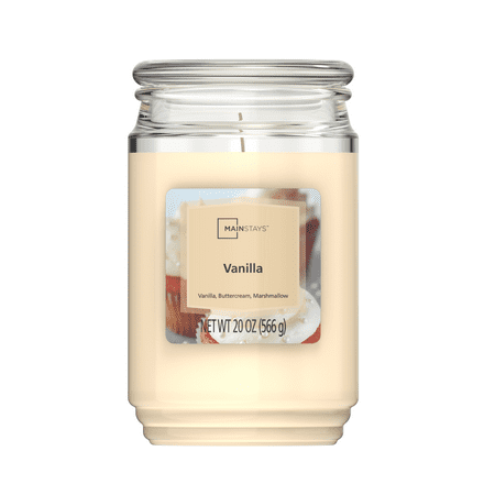 Mainstays Vanilla Scented Single-Wick Large Glass Jar Candle, 20 oz