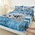 thumbnail image 3 of Erosebridal Football City Bed Sheets Twin, American Football Bedding Twin Size, Blue Grey, DETROIT, 3 Pieces (Top Sheet, Fitted Sheet, Pillowcase), 3 of 7