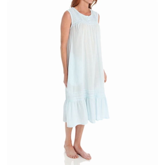 Women's La Cera 1250G 100% Cotton Woven Crochet Sleeveless Gown (Blue L)