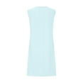 thumbnail image 4 of Fartey Embroidery Eyelet Dresses for Women Trendy Summer V Neck O-Ring Shoulder Tank Dress Solid Color Tunic Dress Lightweight Breathable Sleeveless Sundress Light Blue L, 4 of 5
