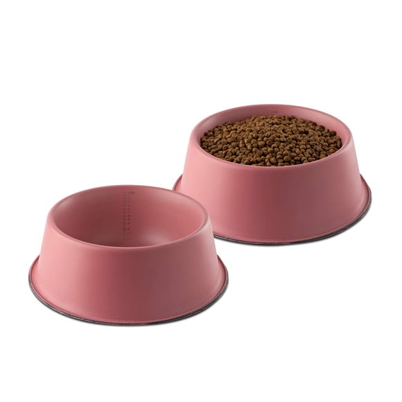Cuencos de acero inoxidable para perros Flourish, extra gruesos, 3 litros, rosa, paquete de 2
