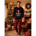 thumbnail image 2 of AIGUR Christmas Pajamas for Family Long Sleeve Cartoon Elk Print Tops + Buffalo Plaid Pants Set Winter Sleepwear, 2 of 9