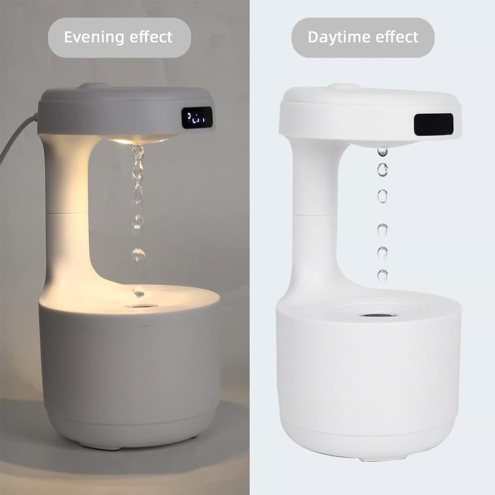 Anti-Gravity Levitating Water Drop Humidifier | Mushroom-Shaped Quiet Cool Mist Fogger, Countercurrent Rain Fountain for Bedroom Fatigue Relief（White 1 PCS）
