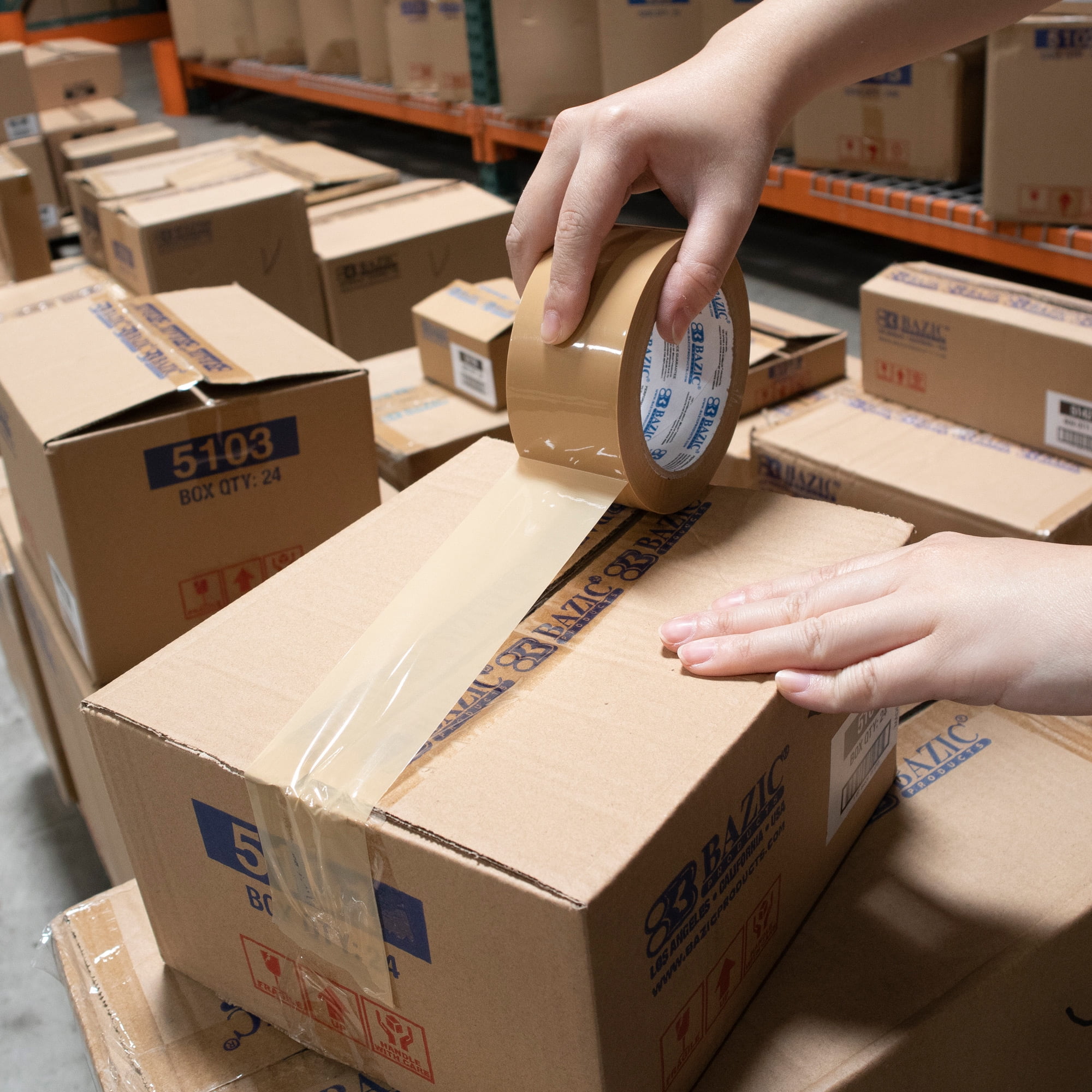 BAZIC Tan Packaging Tape 1.88"x109.3 Yards, Shipping Mailing Moving Sealing Packing Tapes Refill Rolls, 6-Pack