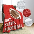 thumbnail image 4 of Sports Fleece Blanket 40" x 50" Eat Sleep Football Red Lightweight Fuzzy Cozy Soft Warm Throw for Man Boy Teen, Air Conditioning, 4 of 6
