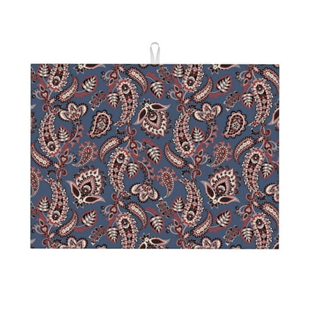 

Large Dish Drying Mats for Kitchen Counter - Paisley Pattern No.90110 18x24In Anti-Slip Absorbent Microfiber Drying Mat for Kitchen Counter Mat Dish Rack Mat with Hanging Loop