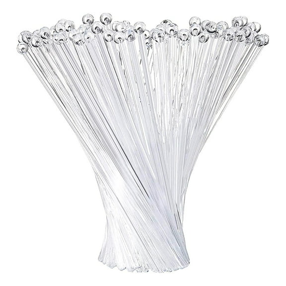 Acahhotxx 100Pcs Clear Cocktail Paddle Drink Stirrers Round Top Sticks