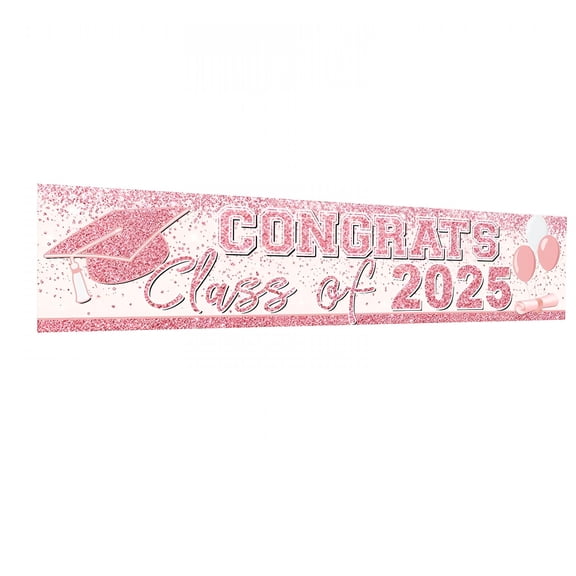 CCOCC Graduation Fabric Banner & Hanging Decor - Outdoor Party Supplies with "Class of 2025" Text for Backyard Celebration Ambiance,Pink