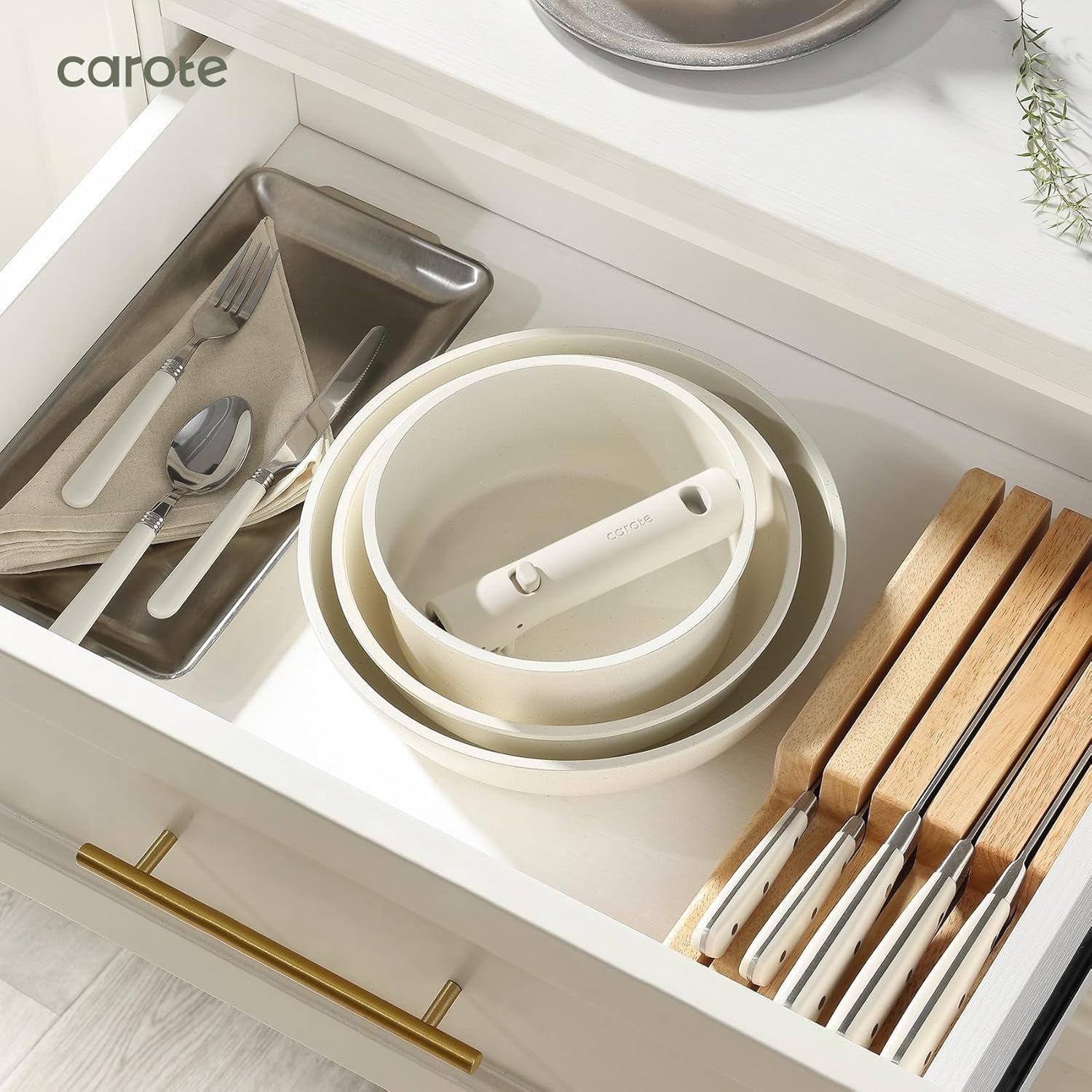 Carote Detachable Handle - Universal Removable Handle for Pots and Pans, White