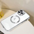 thumbnail image 3 of Magnetic Clear for iPhone 12 Pro Case with Camera Lens Protector [Compatible with MagSafe] Luxury Plating Bumper Soft TPU Shockproof Protective Slim Phone Cover for Women Girls-Silver, 3 of 12